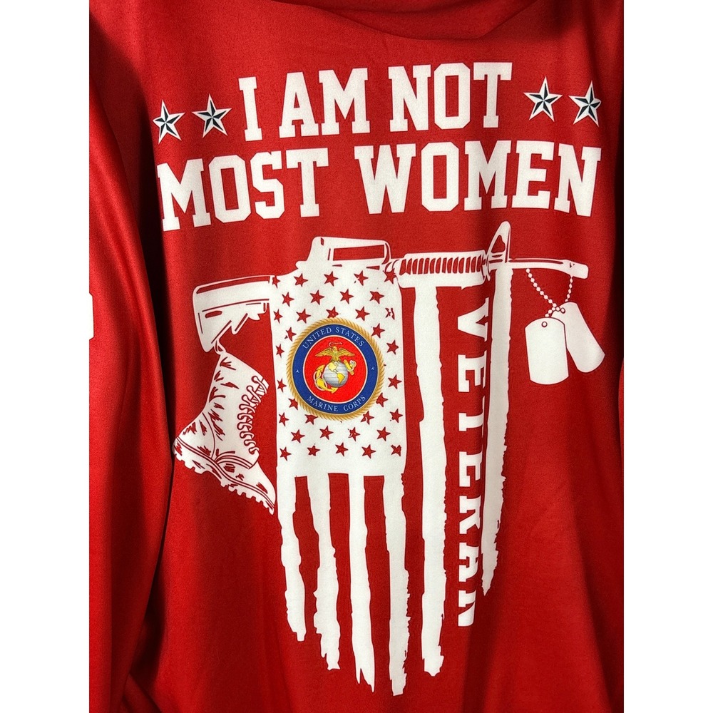 🎉 (Women’s XL) I Am Not Most Women Red Veteran Hoodie - Picture 8 of 8